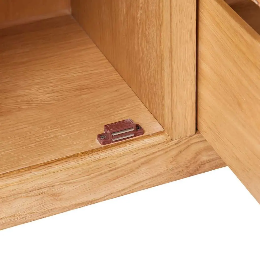 Wooden Sideboard Rustic Brown 110cm Solid Oak 3 Drawers 2 Cupboards