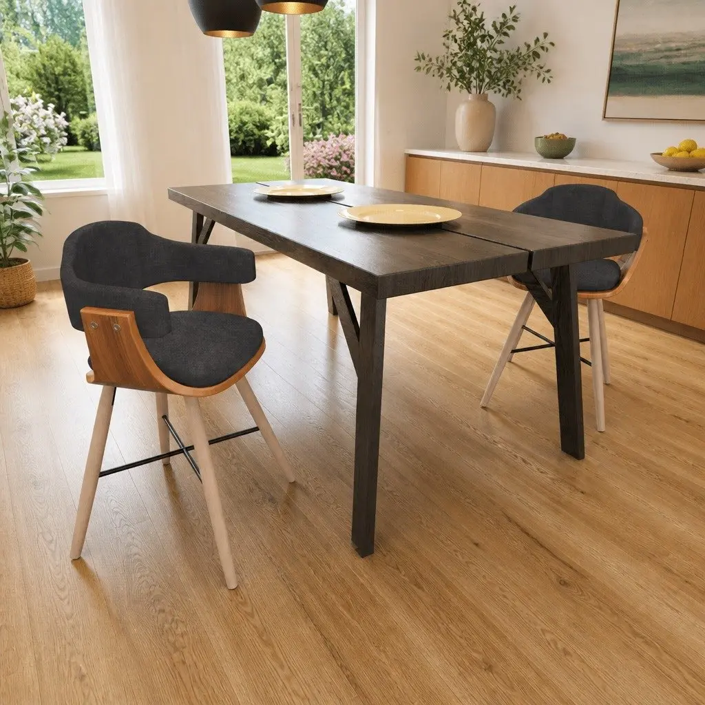 Grey Dining Chairs Set of 2 with Armrests