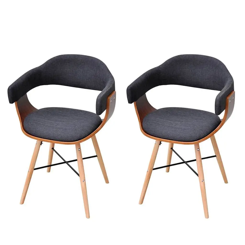 Grey Dining Chairs Set of 2 with Armrests