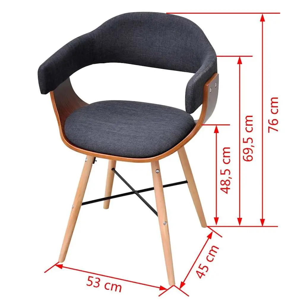 Grey Dining Chairs Set of 2 with Armrests