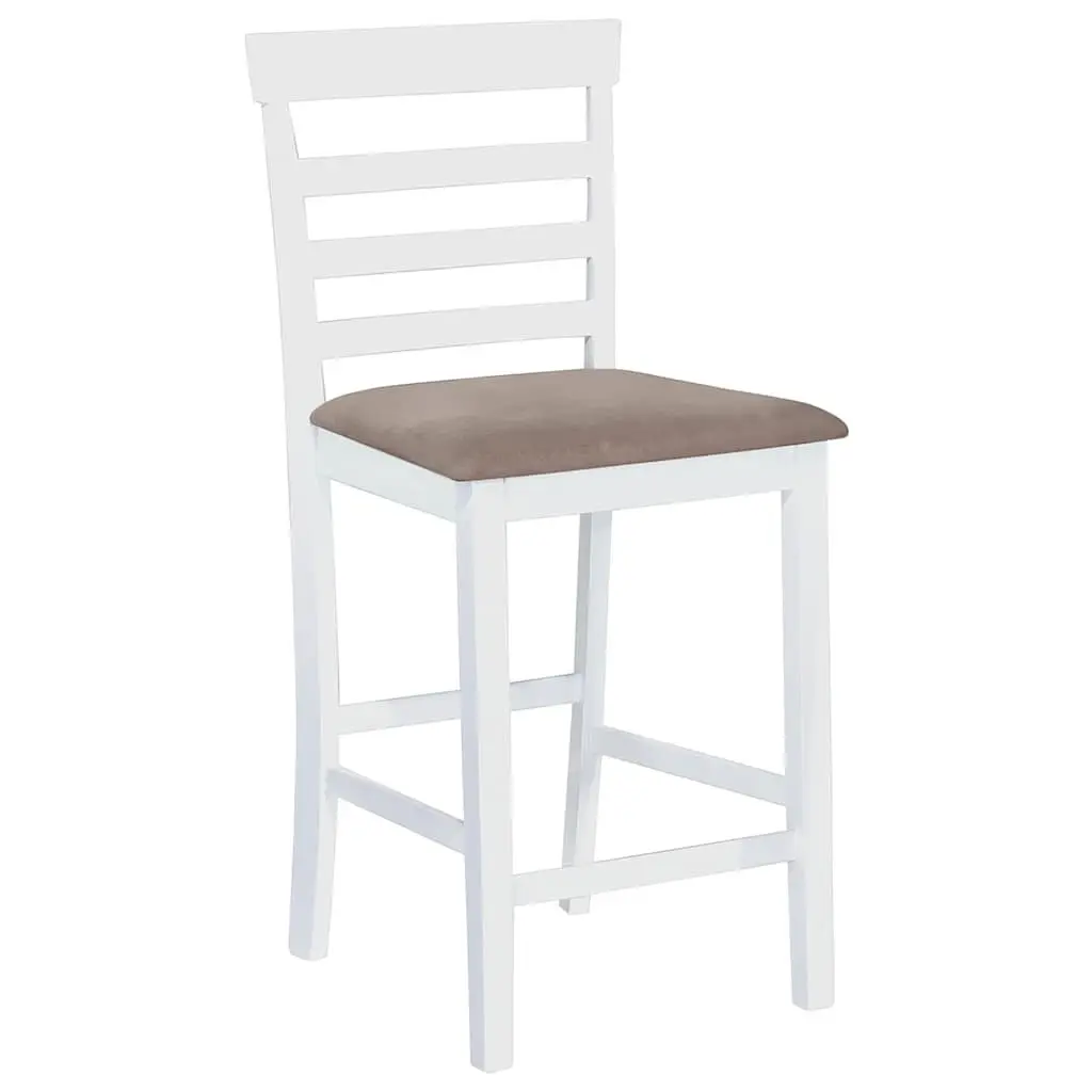 Bar Stools White Fabric Padded Seat Kitchen Dining Chair Set 2 Piece