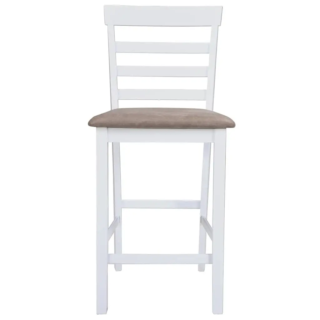 Bar Stools White Fabric Padded Seat Kitchen Dining Chair Set 2 Piece