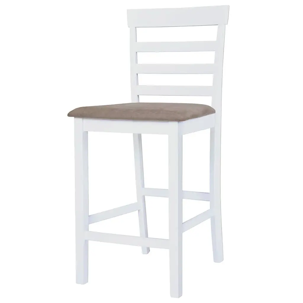 Bar Stools White Fabric Padded Seat Kitchen Dining Chair Set 2 Piece