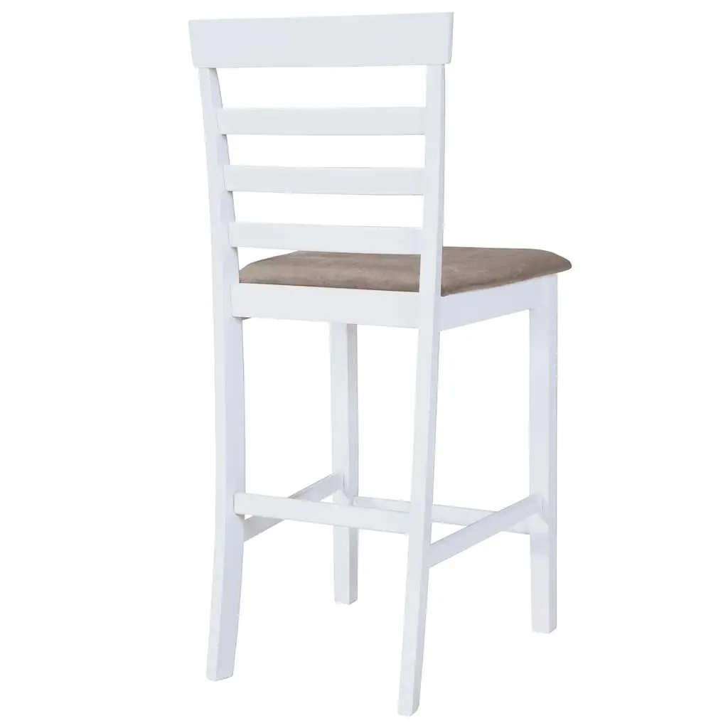 Bar Stools White Fabric Padded Seat Kitchen Dining Chair Set 2 Piece