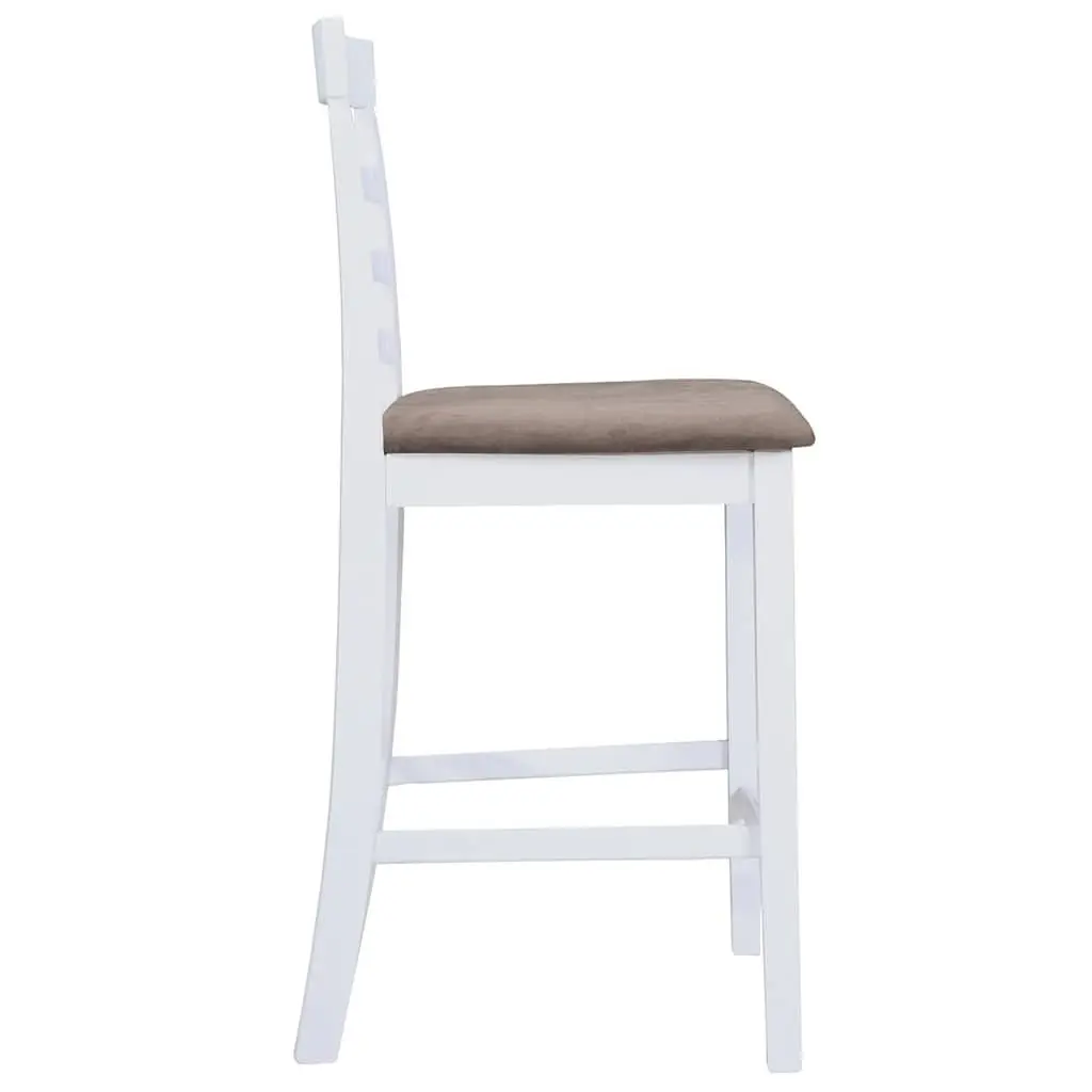 Bar Stools White Fabric Padded Seat Kitchen Dining Chair Set 2 Piece
