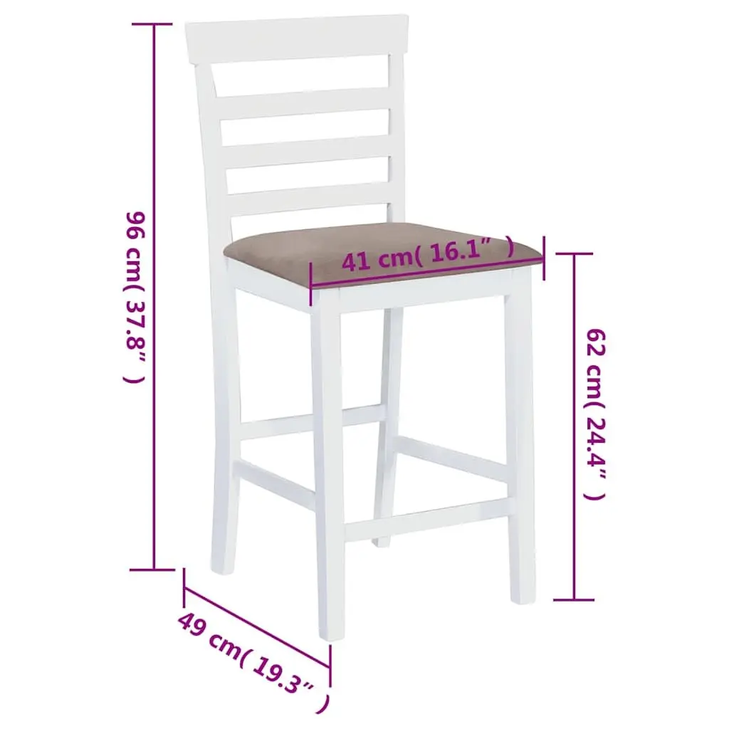 Bar Stools White Fabric Padded Seat Kitchen Dining Chair Set 2 Piece