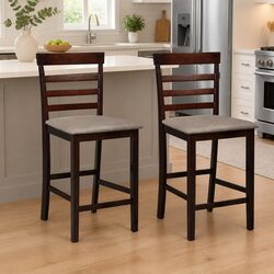 Cozy Brown Fabric Bar Stools Set of 2 for Dining