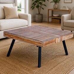 Square Reclaimed Teak Coffee Table in Brown