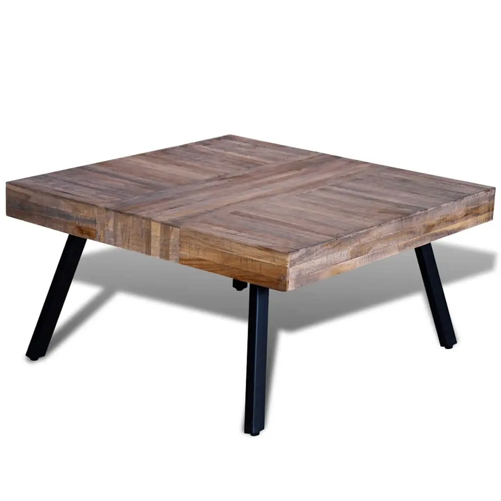 Square Reclaimed Teak Coffee Table in Brown