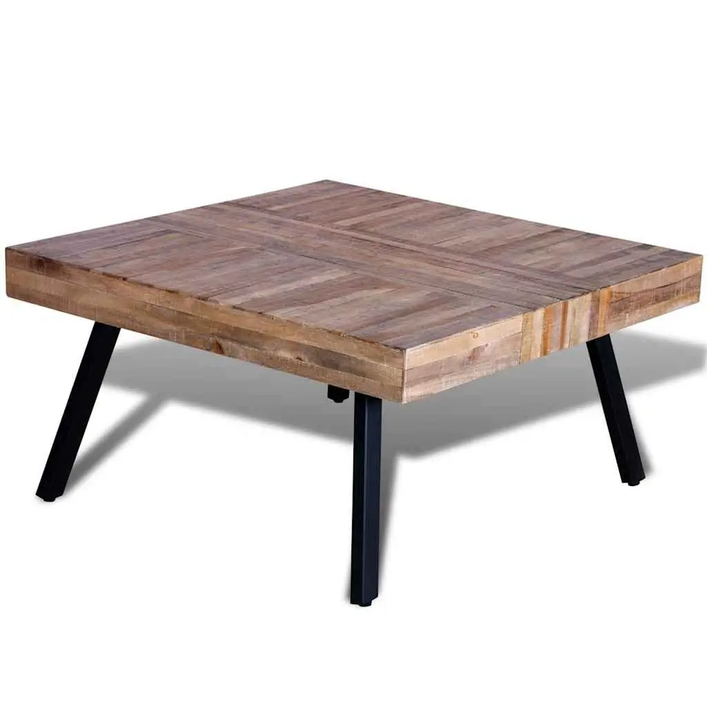 Square Reclaimed Teak Coffee Table in Brown