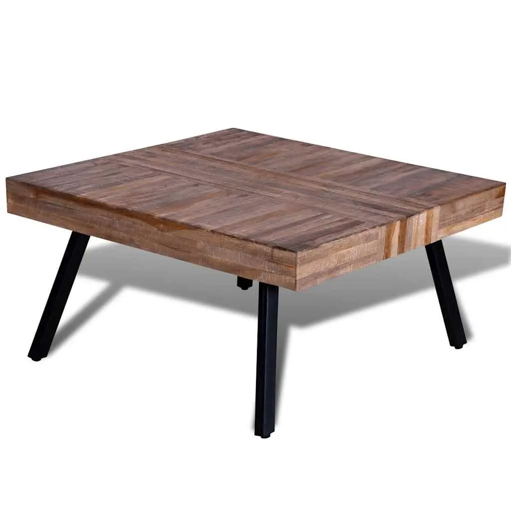 Square Reclaimed Teak Coffee Table in Brown