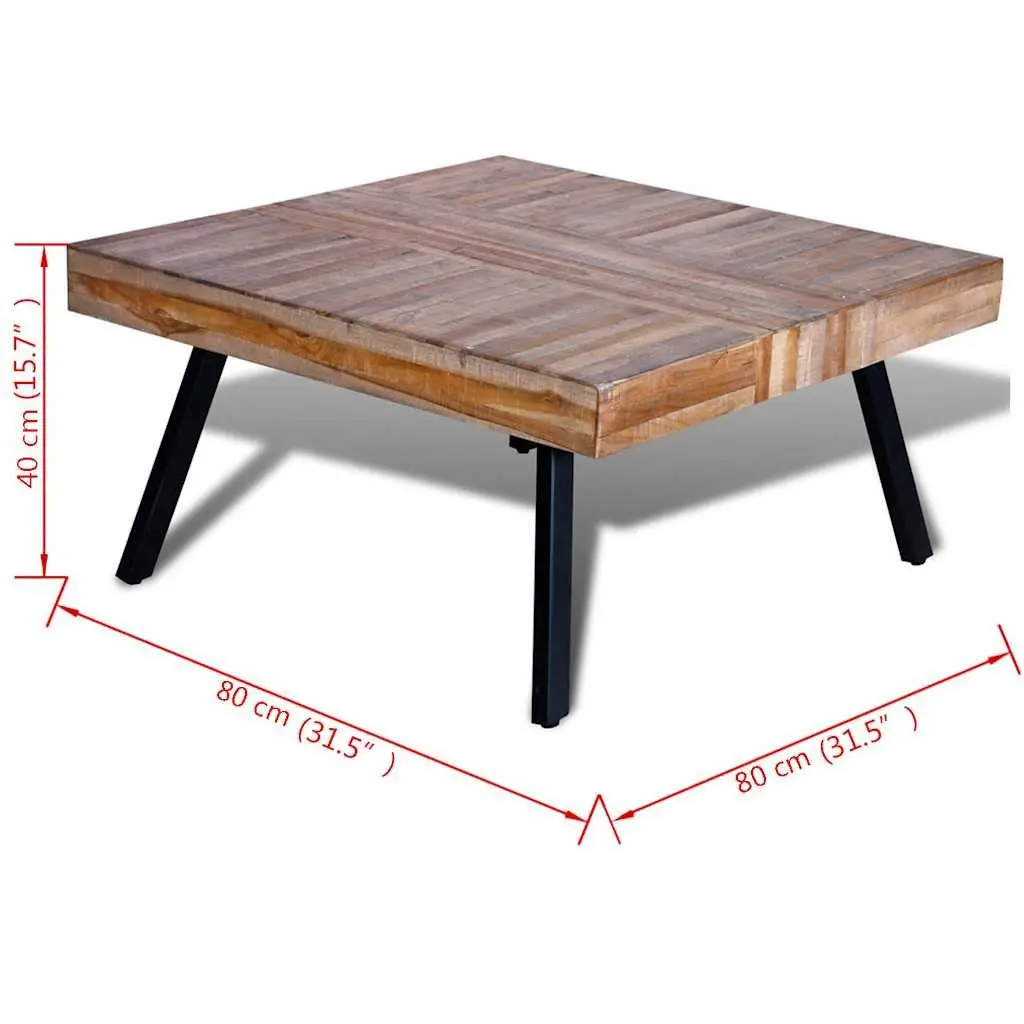 Square Reclaimed Teak Coffee Table in Brown