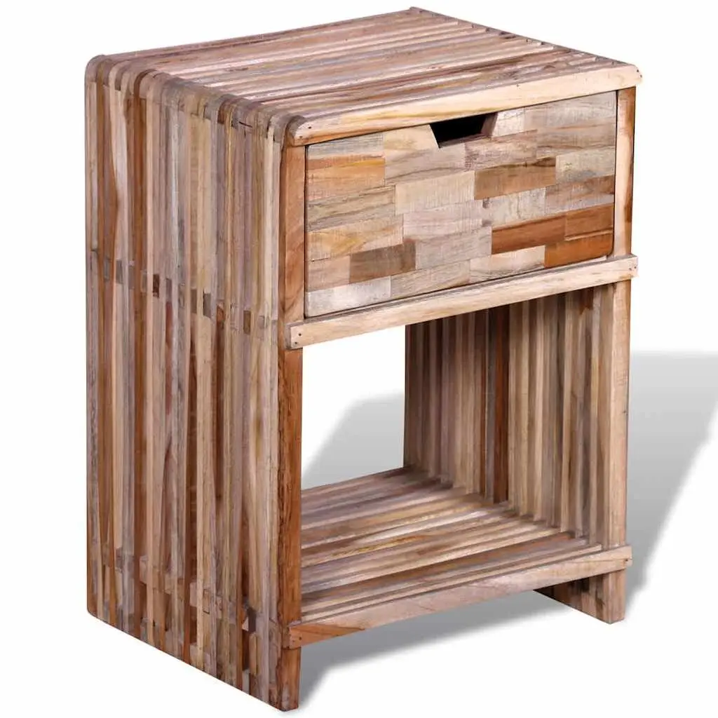 Bedside Table with Drawer Storage Cabinet Brown Wooden Nightstand Bedroom