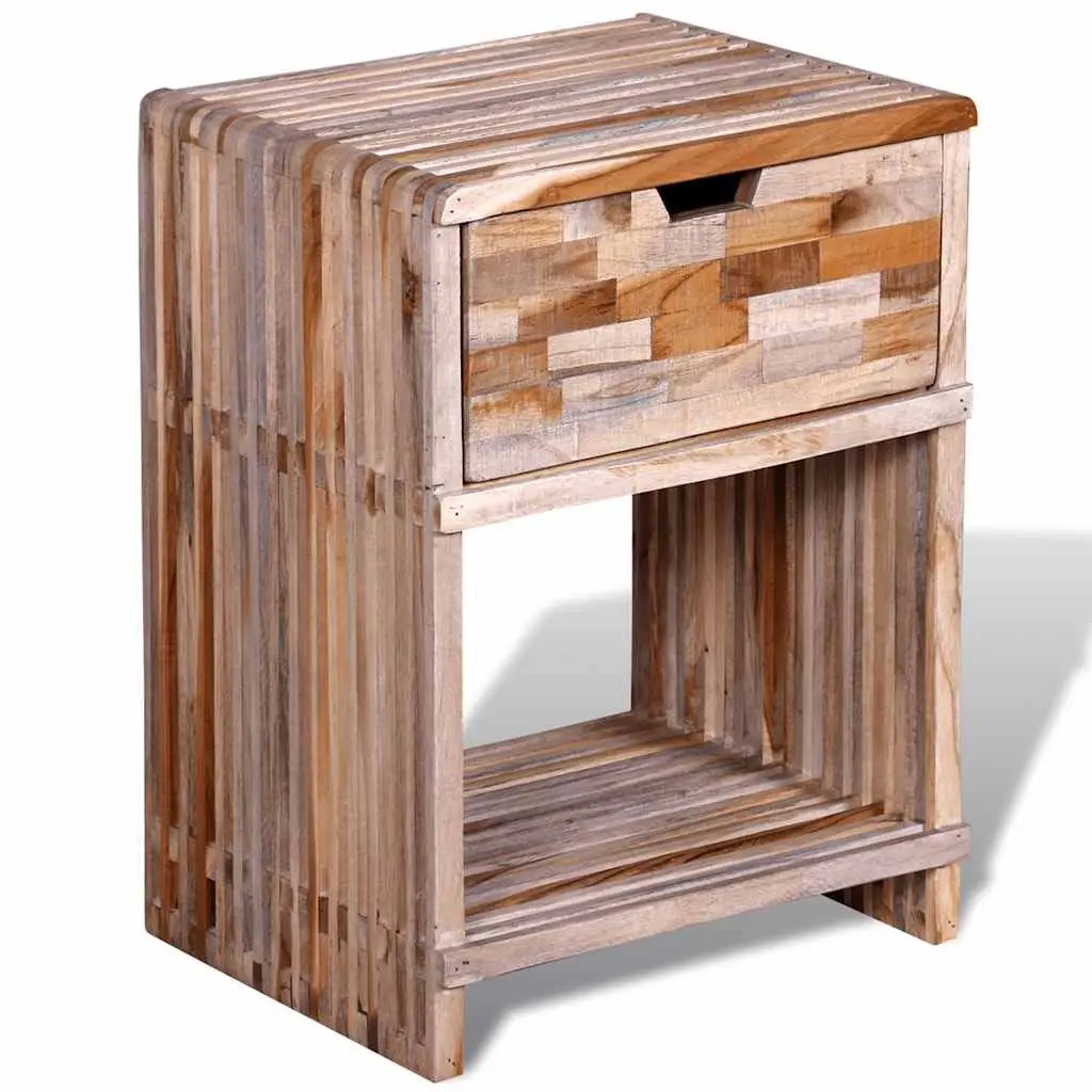 Bedside Table with Drawer Storage Cabinet Brown Wooden Nightstand Bedroom