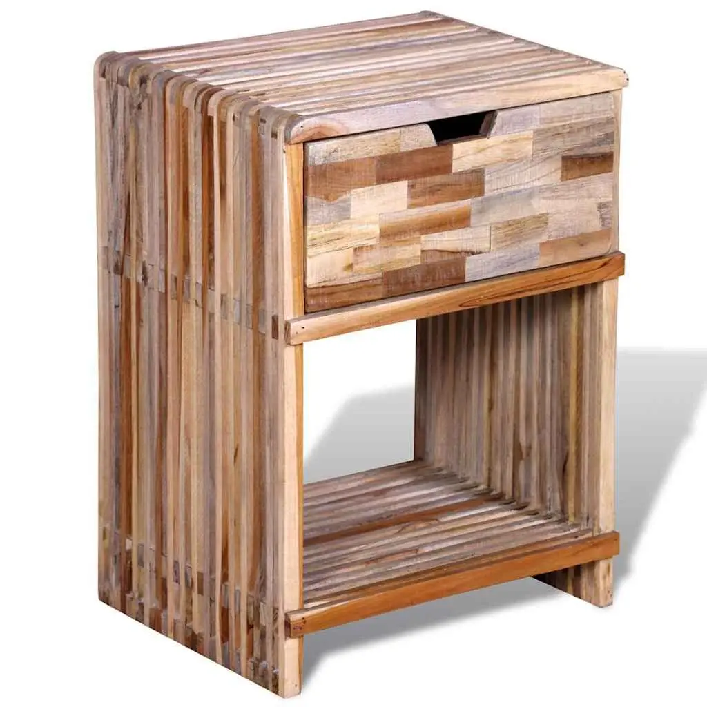 Bedside Table with Drawer Storage Cabinet Brown Wooden Nightstand Bedroom
