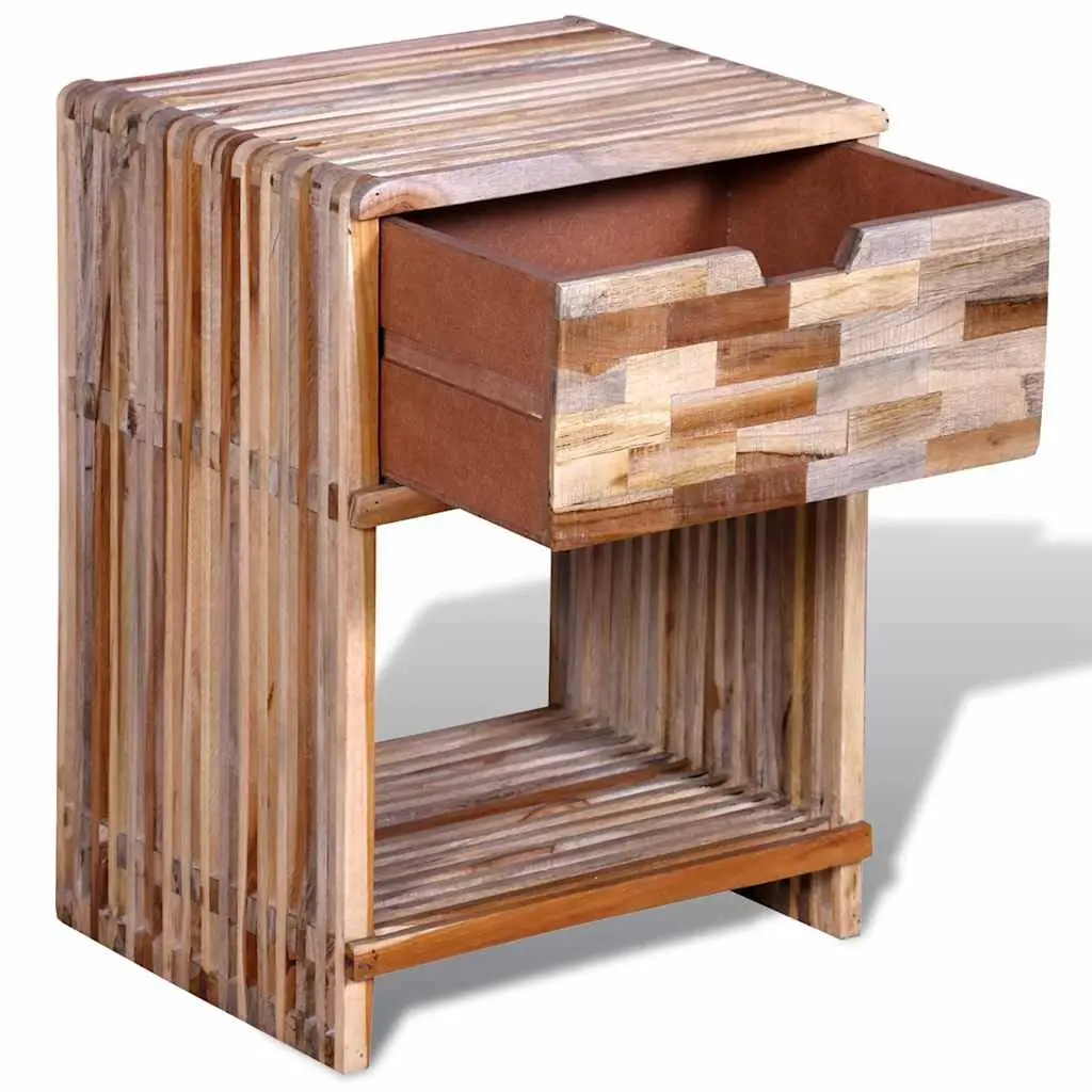 Bedside Table with Drawer Storage Cabinet Brown Wooden Nightstand Bedroom