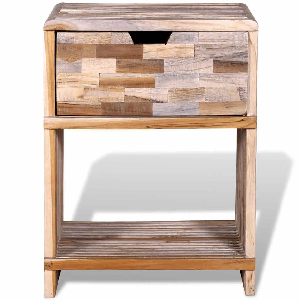 Bedside Table with Drawer Storage Cabinet Brown Wooden Nightstand Bedroom