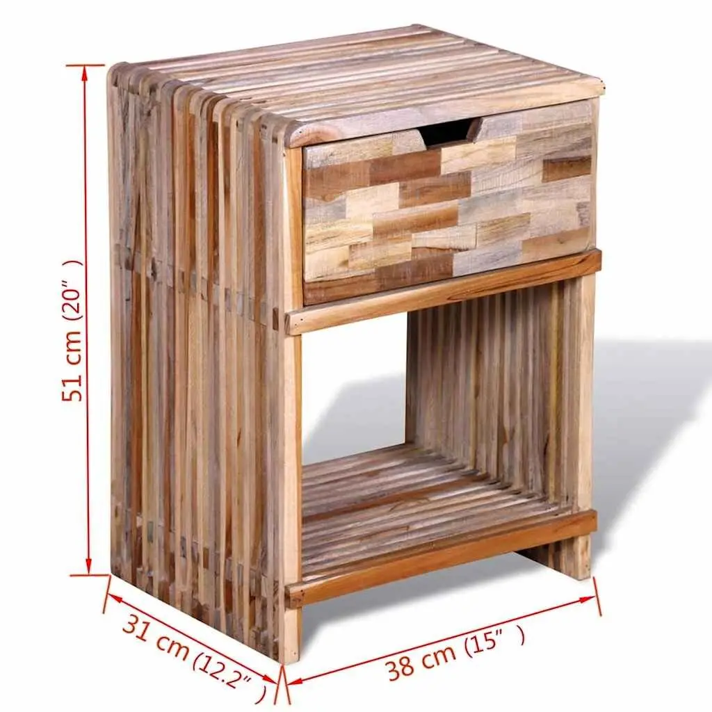 Bedside Table with Drawer Storage Cabinet Brown Wooden Nightstand Bedroom