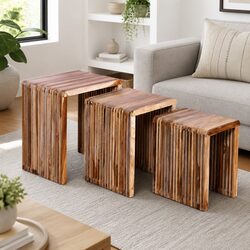 Reclaimed Wood Nesting Table Set of 3 for Cozy Spaces