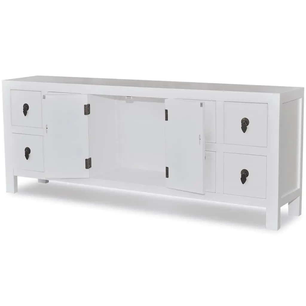 Wooden Sideboard White Asian Style 8 Drawer 2 Door MDF Pinewood