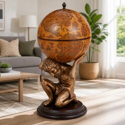 Atlas Design Globe Wine Bar Cabinet in Brown