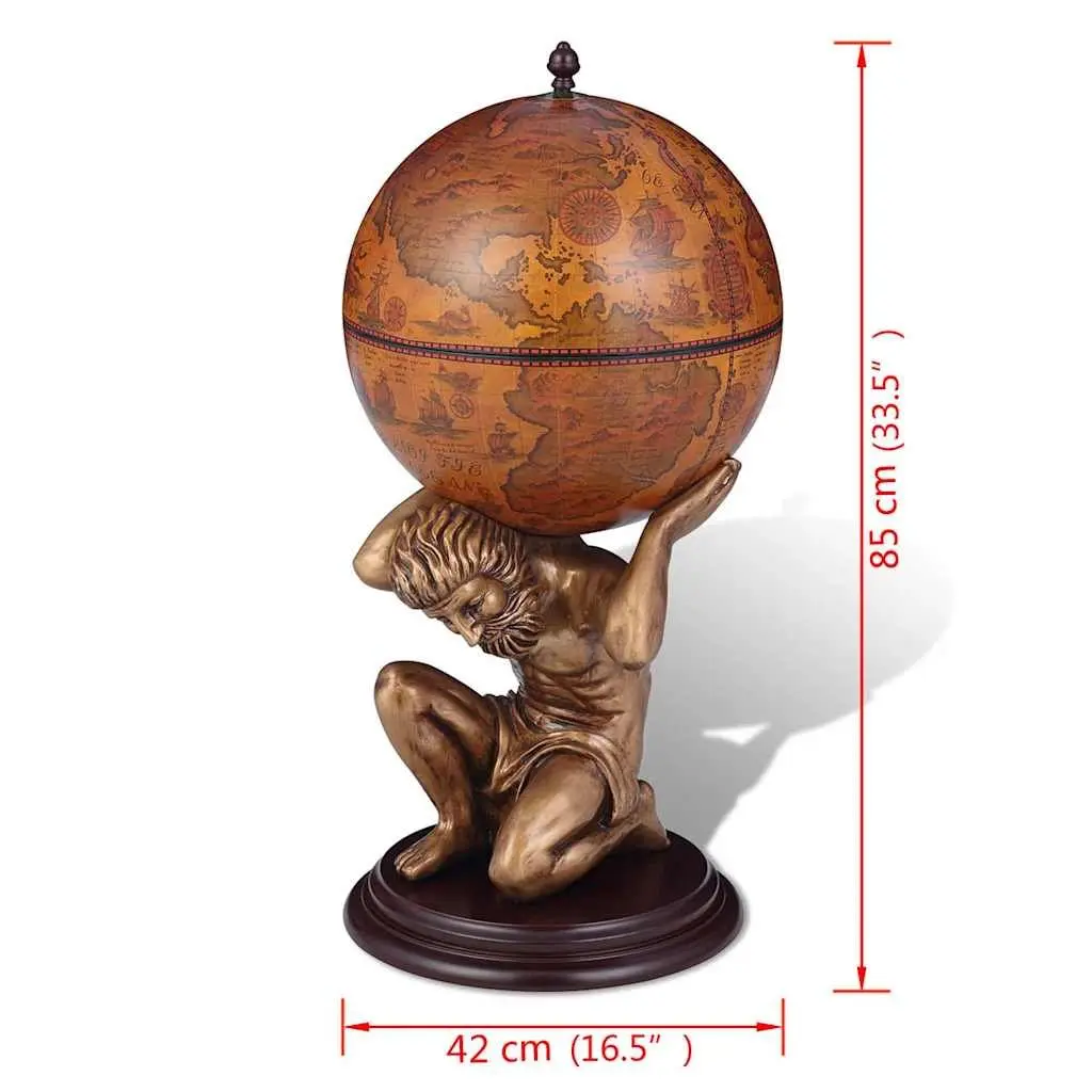 Globe Wine Bar Cabinet Atlas Design Brown Storage Organizer Decorative Display