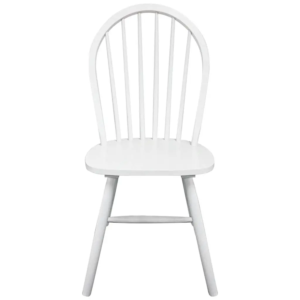 Dining Chairs White Rounded Backrest 4 Piece Solid Rubber Wood Set