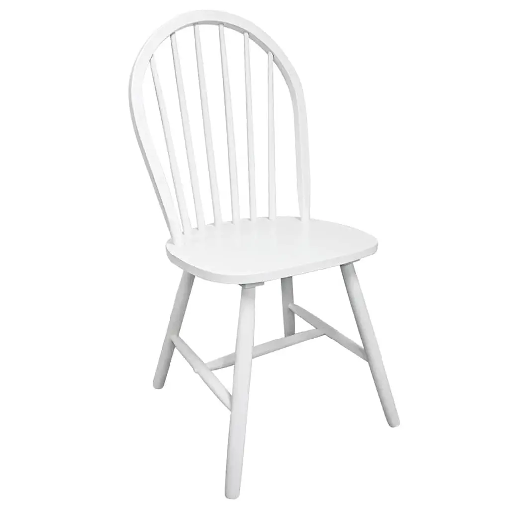 Dining Chairs White Rounded Backrest 4 Piece Solid Rubber Wood Set
