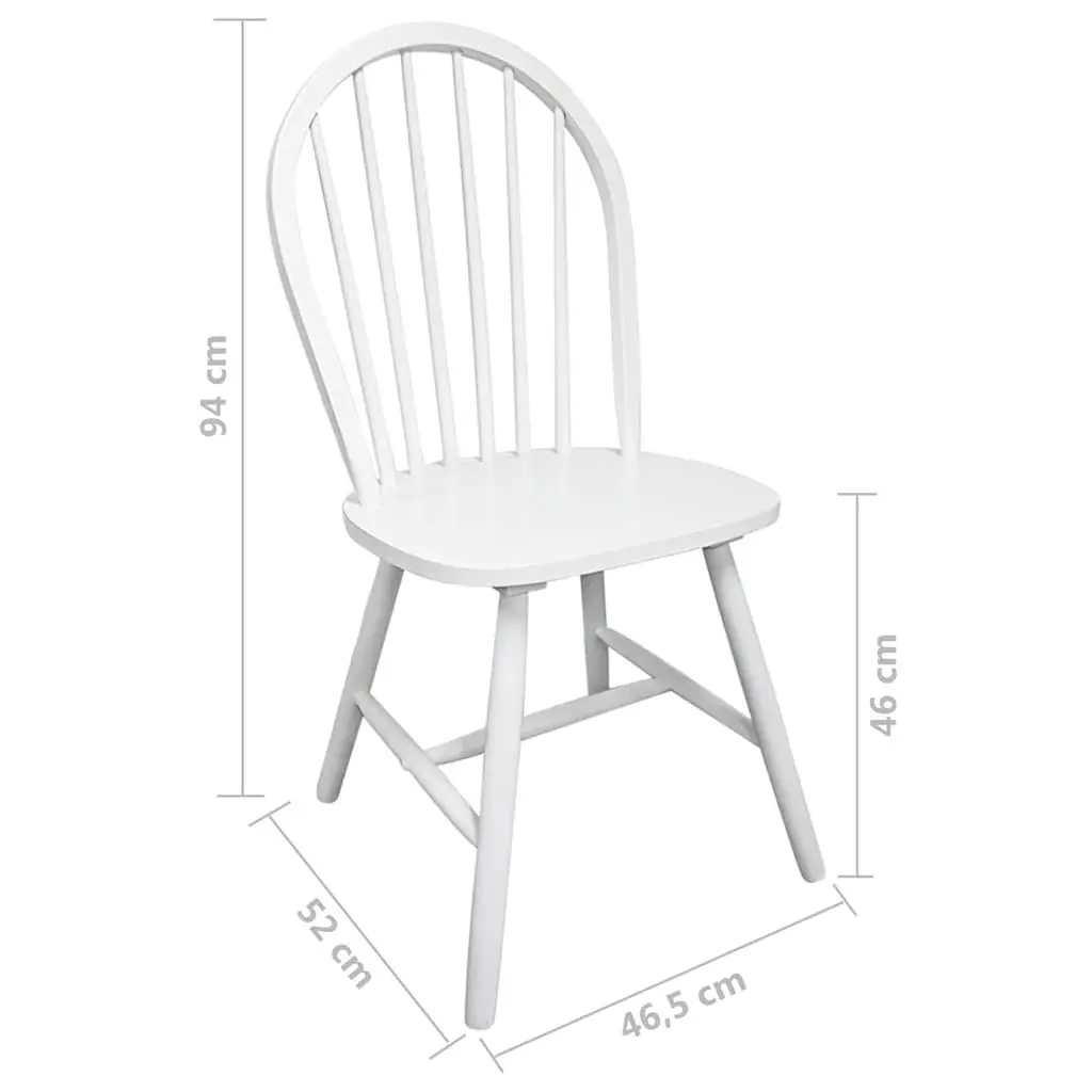 Dining Chairs White Rounded Backrest 4 Piece Solid Rubber Wood Set