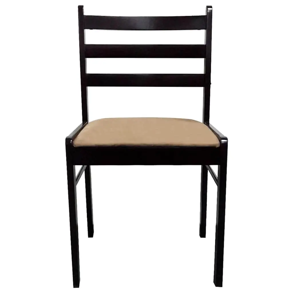 Set of 2 Brown Rubberwood Dining Chairs with Velvet Seats