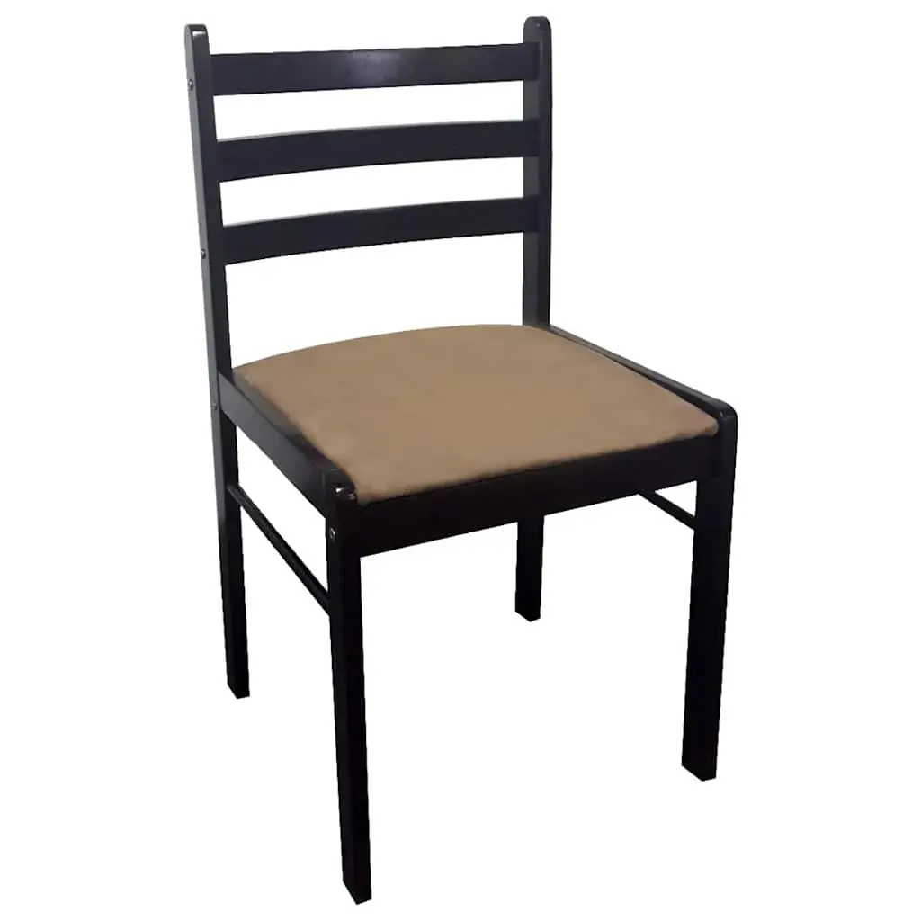 Set of 2 Brown Rubberwood Dining Chairs with Velvet Seats