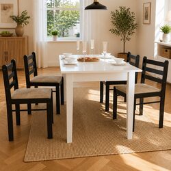 Set of 4 Classic Dining Chairs with Velvet Seats