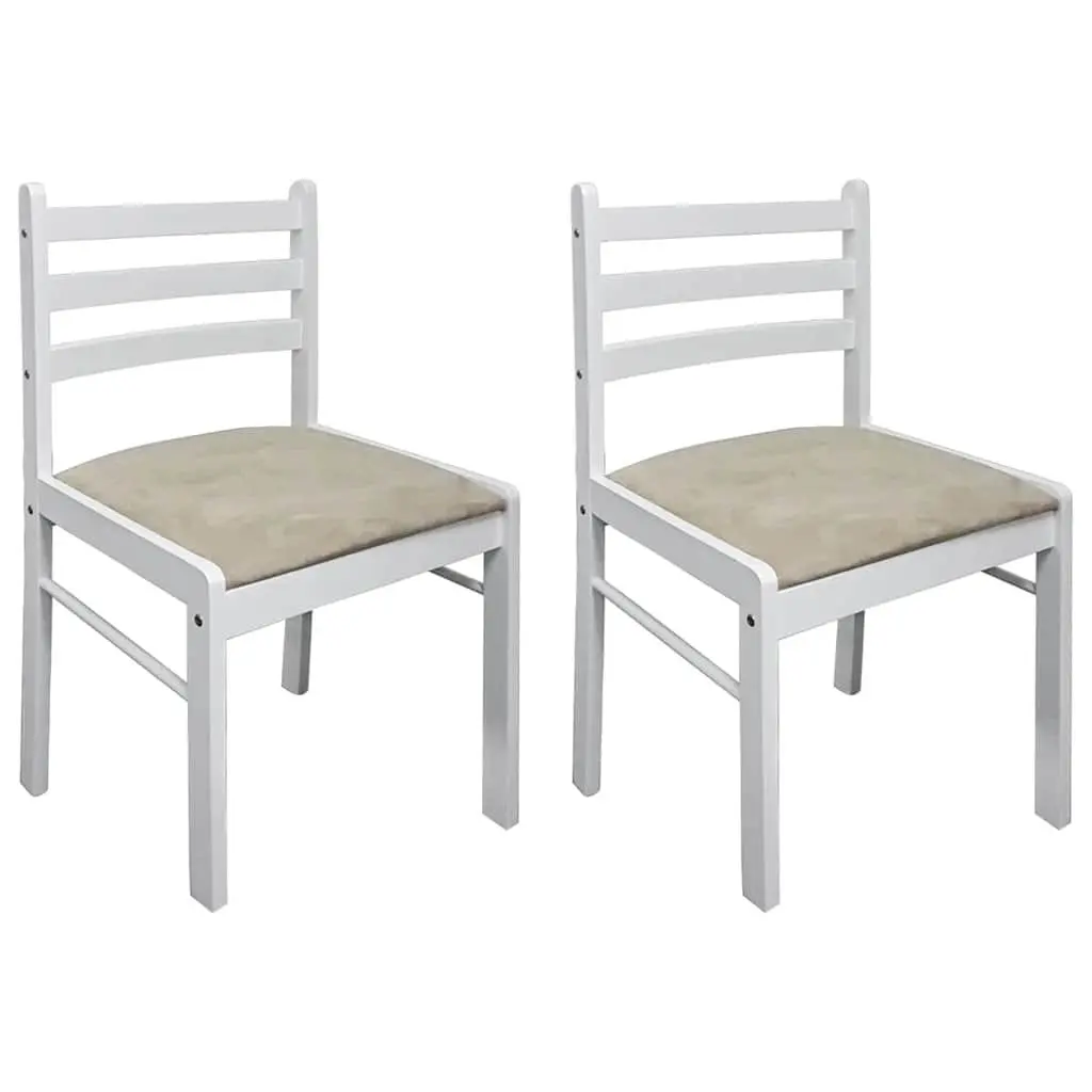Set of 2 White Solid Rubber Wood Dining Chairs