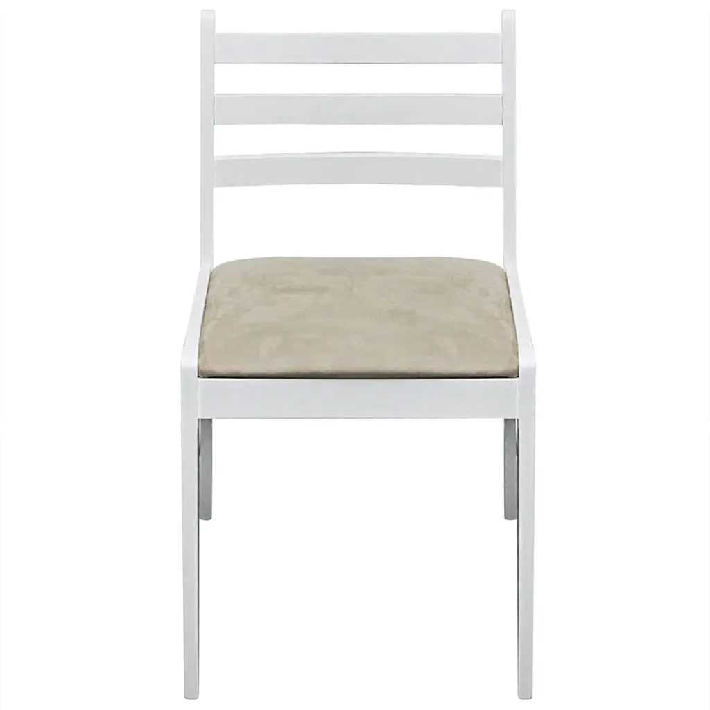 Set of 2 White Solid Rubber Wood Dining Chairs