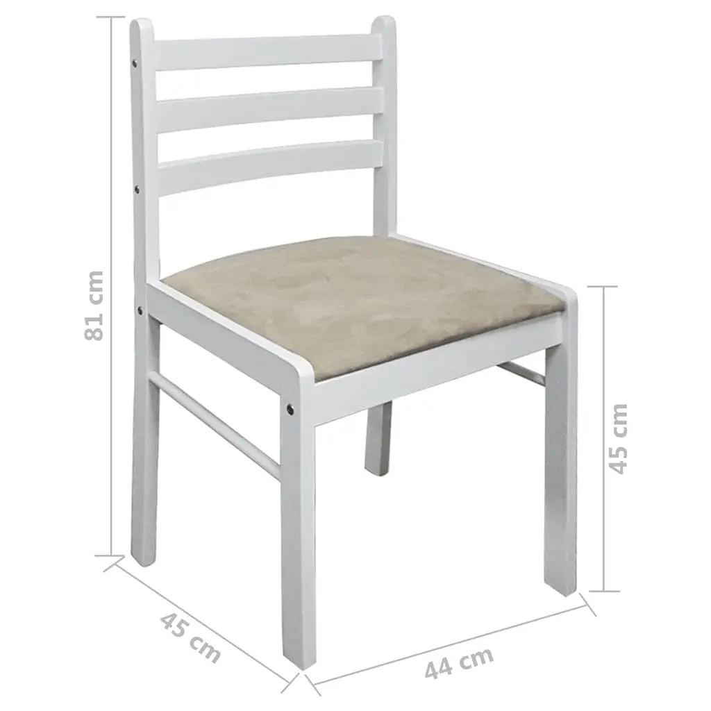 Set of 2 White Solid Rubber Wood Dining Chairs