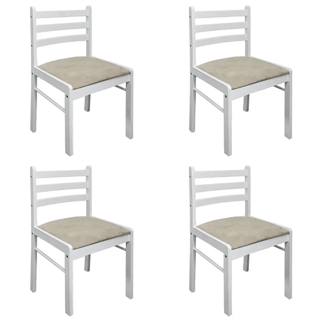 Set of 4 White Dining Chairs with Padded Seats