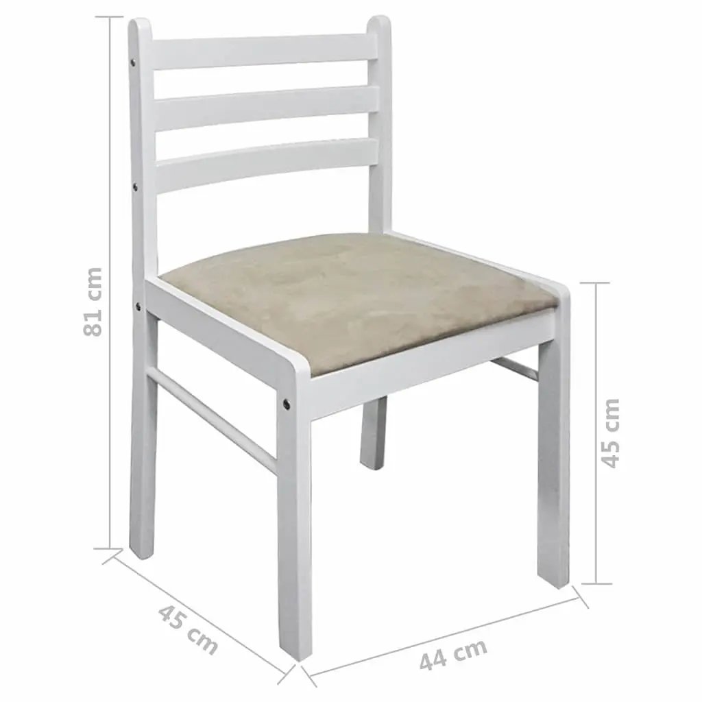 Set of 4 White Dining Chairs with Padded Seats