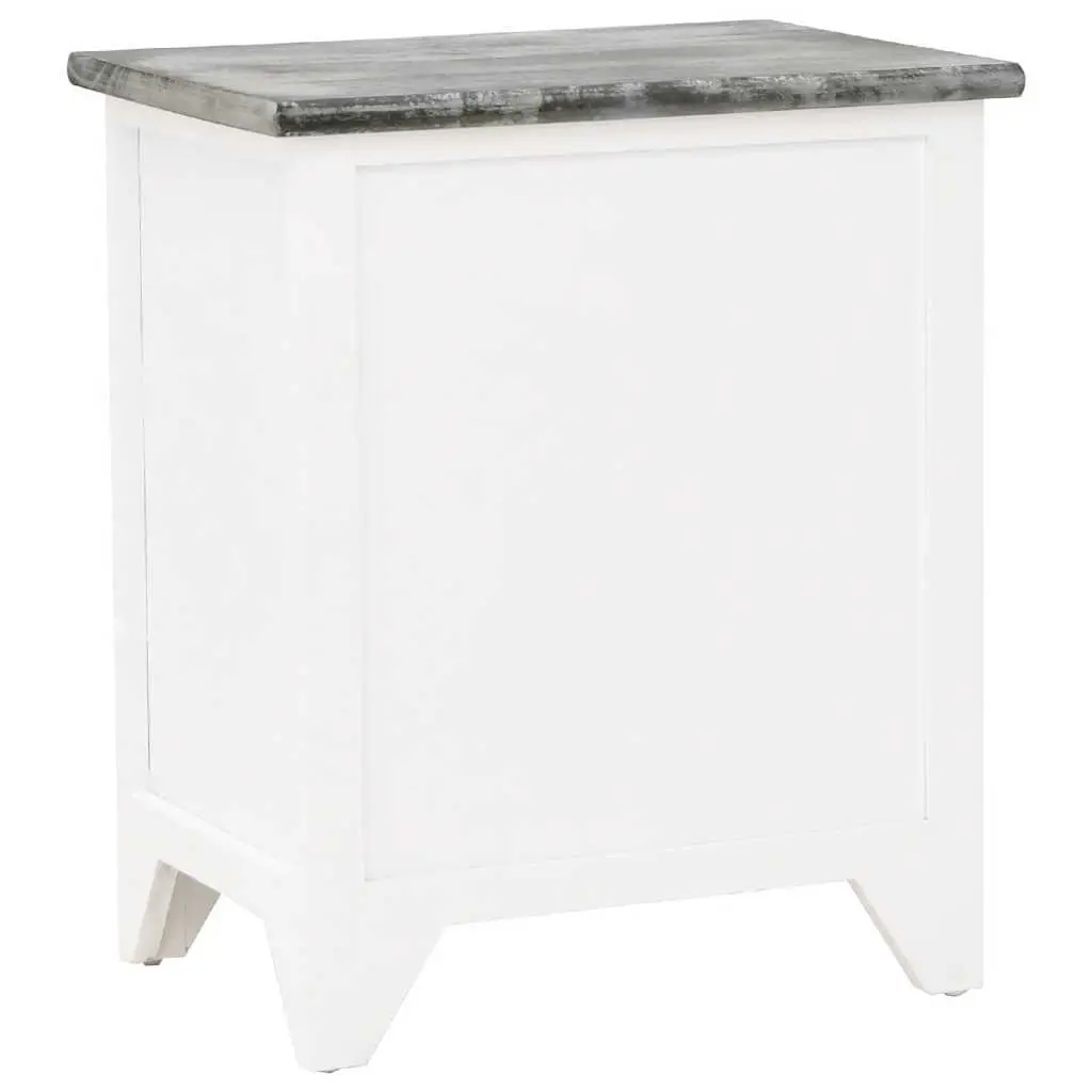 Grey and White Bedside Table Set with 2 Drawers