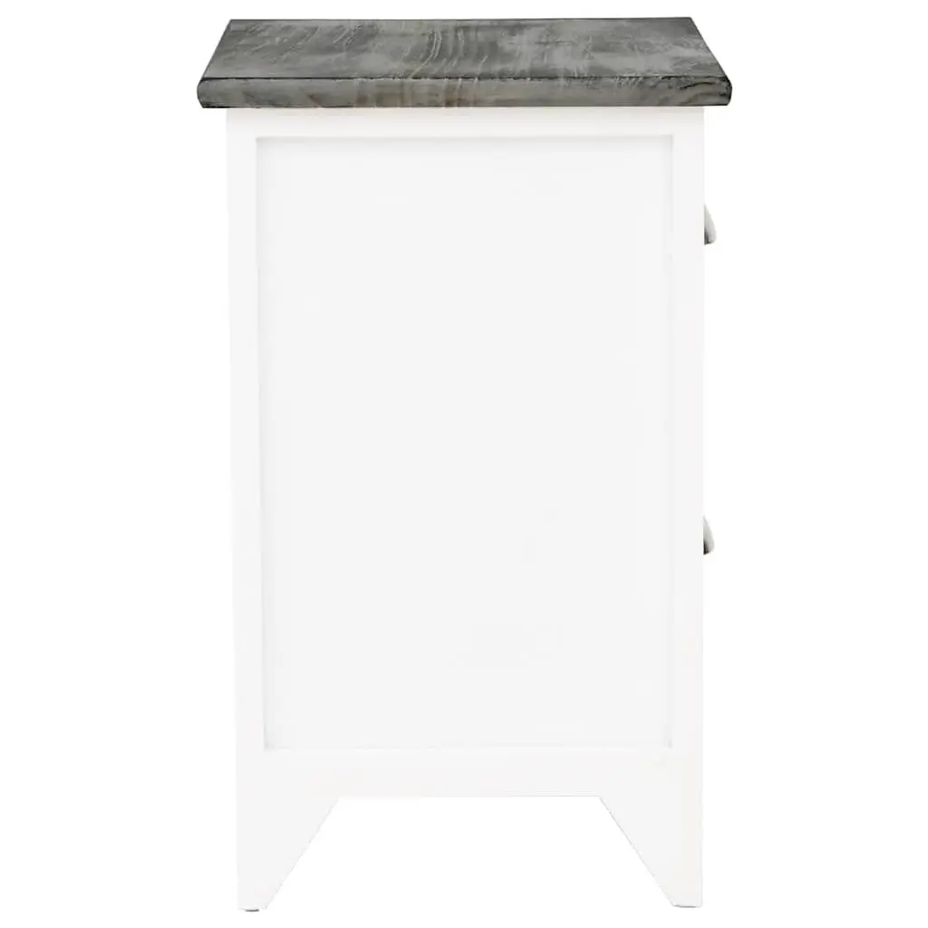 Grey and White Bedside Table Set with 2 Drawers
