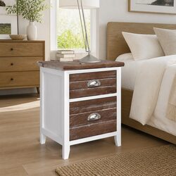 Elegant Brown and White Nightstand Cabinets with 2 Drawers