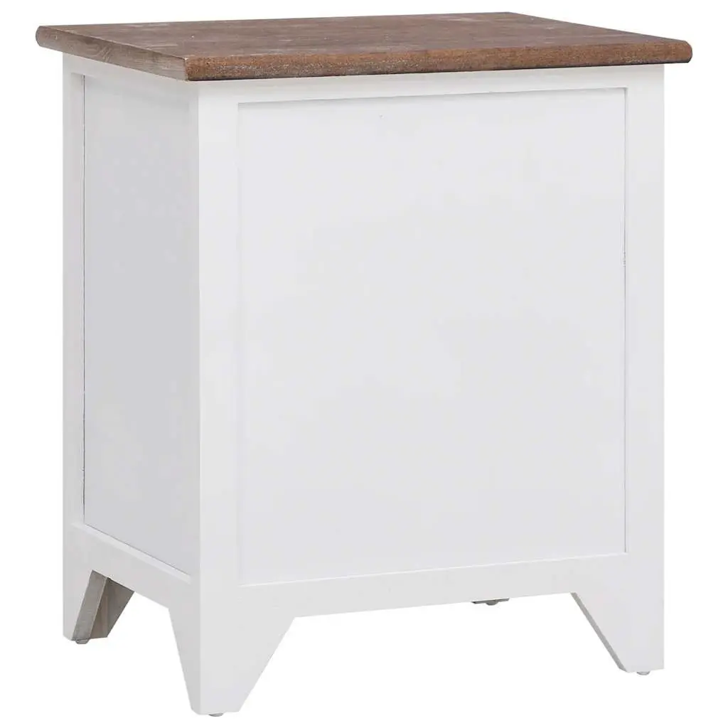 Brown and White Nightstand Cabinets with 2 Drawers