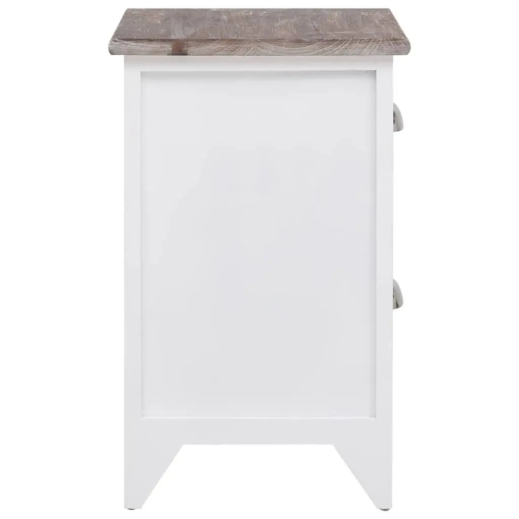 Brown and White Nightstand Cabinets with 2 Drawers