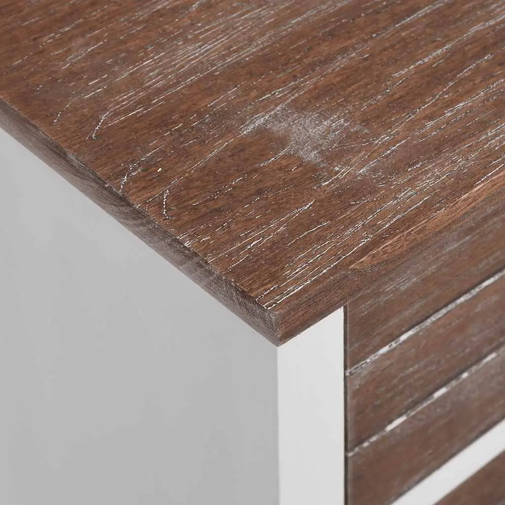 Brown and White Nightstand Cabinets with 2 Drawers