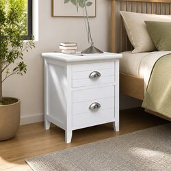 Set of 2 White Nightstands with Drawers for Your Bedroom