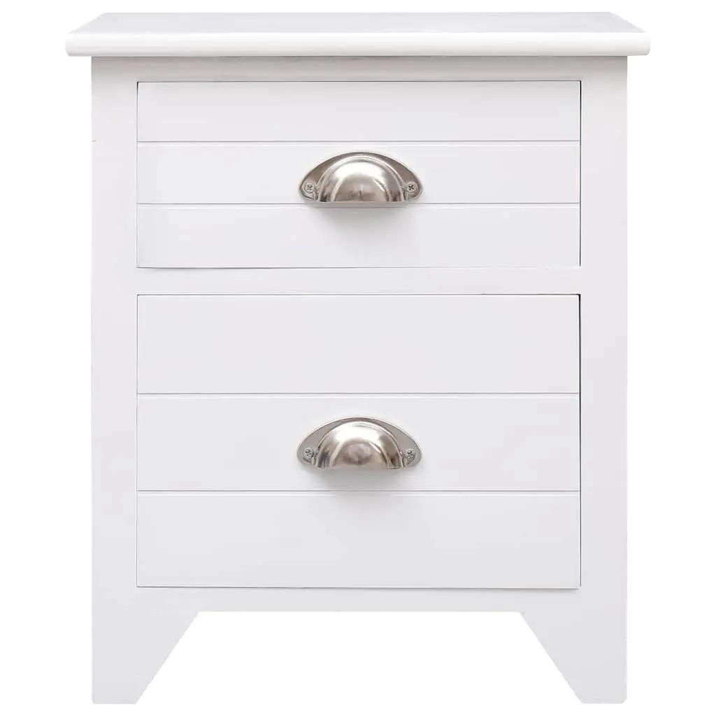 Bedside Tables White 2 Drawer Nightstands Plywood Paulownia Wood
