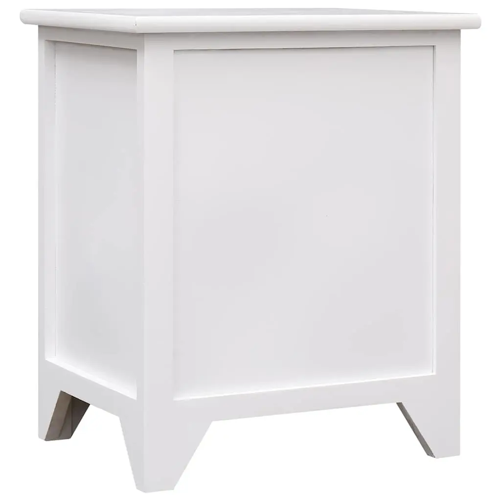 Bedside Tables White 2 Drawer Nightstands Plywood Paulownia Wood