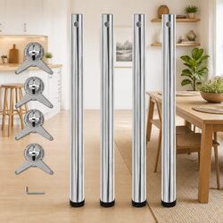 Adjustable Silver Chrome Table Legs Set of 4
