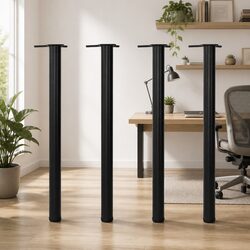 Height Adjustable Black Table Legs Set of 4