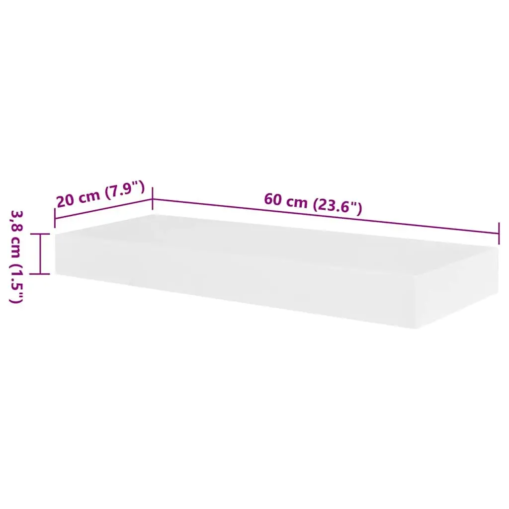 Set of 2 White Floating Wall Display Shelves