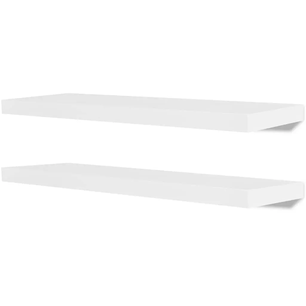 Set of 2 White MDF Floating Display Shelves